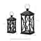 Glitzhome® Black Farmhouse Wood & Metal Lanterns Set